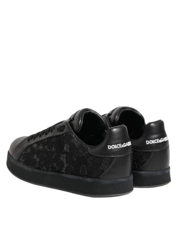 Schwarz Floral Spitze Low Top Sneakers Schuhe