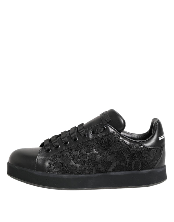 Schwarz Floral Spitze Low Top Sneakers Schuhe