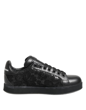 Schwarz Floral Spitze Low Top Sneakers Schuhe