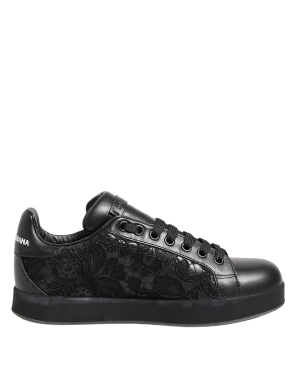 Schwarz Floral Spitze Low Top Sneakers Schuhe