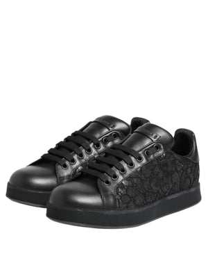 Schwarz Floral Spitze Low Top Sneakers Schuhe