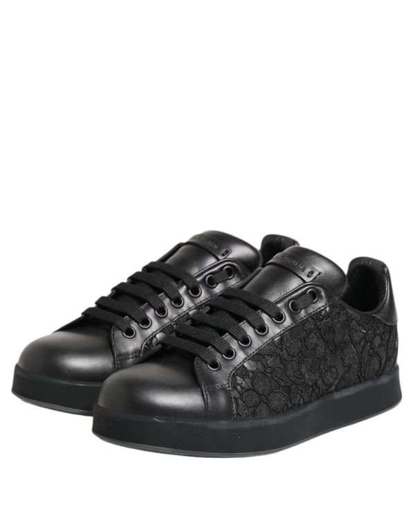 Schwarz Floral Spitze Low Top Sneakers Schuhe