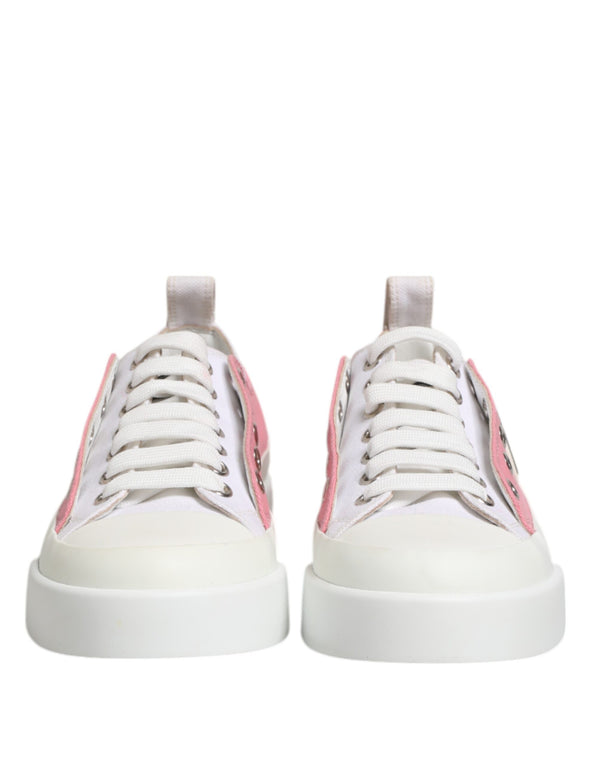 Weiß Rosa Canvas Low Top Turnschuhe Schuhe