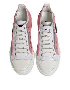 Weiß Rosa Canvas Low Top Turnschuhe Schuhe
