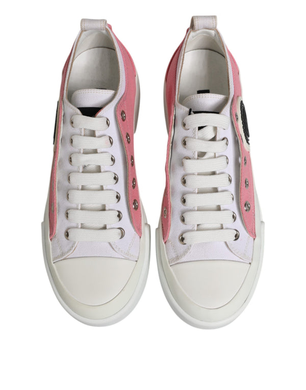 Weiß Rosa Canvas Low Top Turnschuhe Schuhe