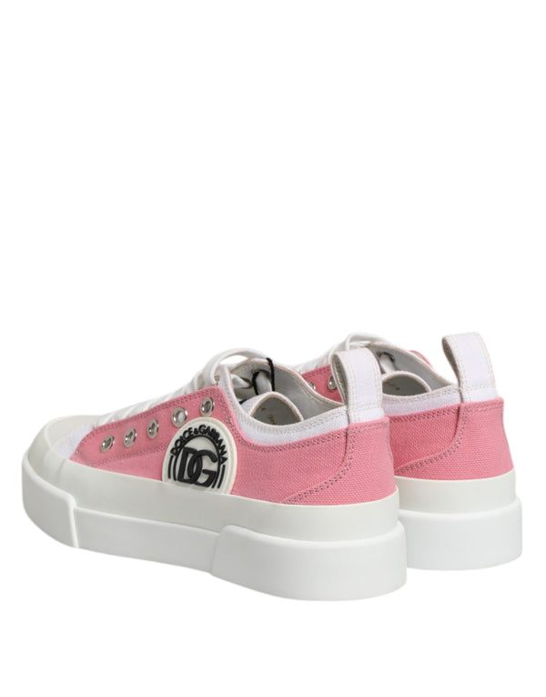 Weiß Rosa Canvas Low Top Turnschuhe Schuhe