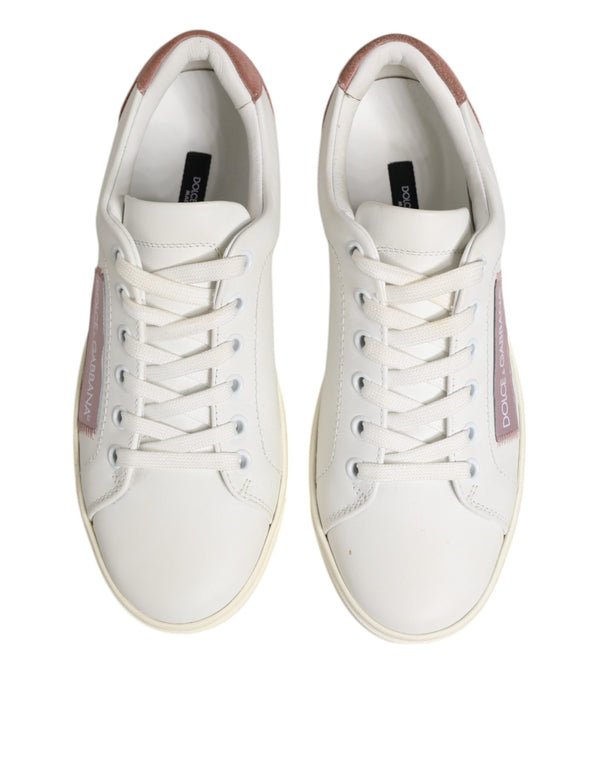 Weiß Rosa Leder Low Top Turnschuhe Schuhe