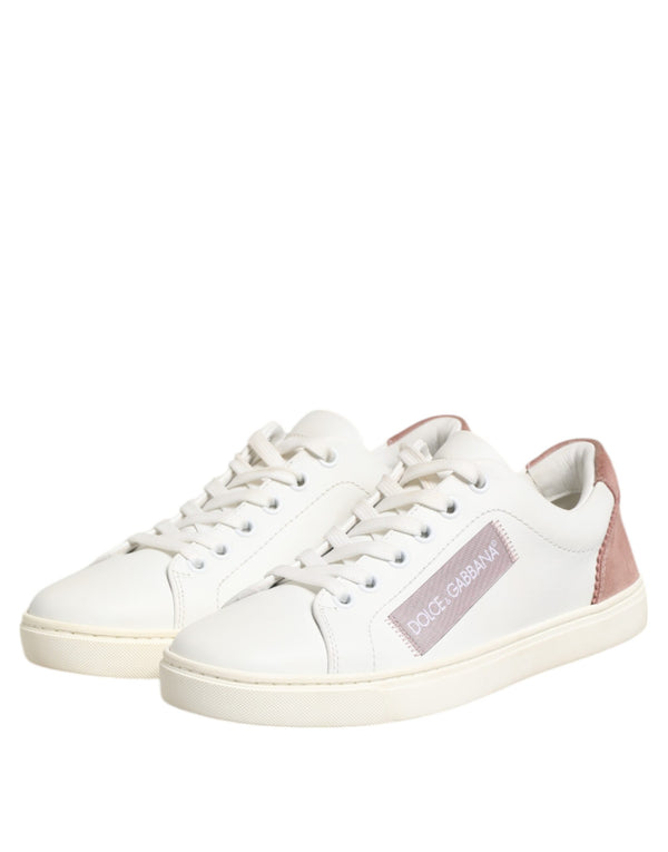 Weiß Rosa Leder Low Top Turnschuhe Schuhe