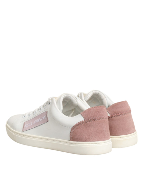 Weiß Rosa Leder Low Top Turnschuhe Schuhe