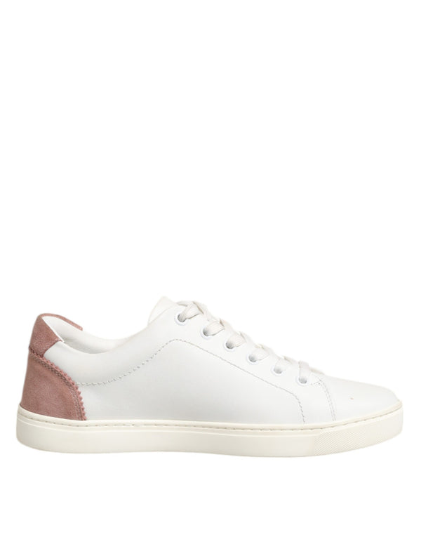 Weiß Rosa Leder Low Top Turnschuhe Schuhe