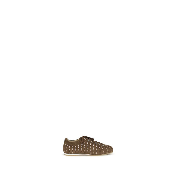Braune Kalbsleder Bos Taurus Sneakers mit niedrigem Schaft