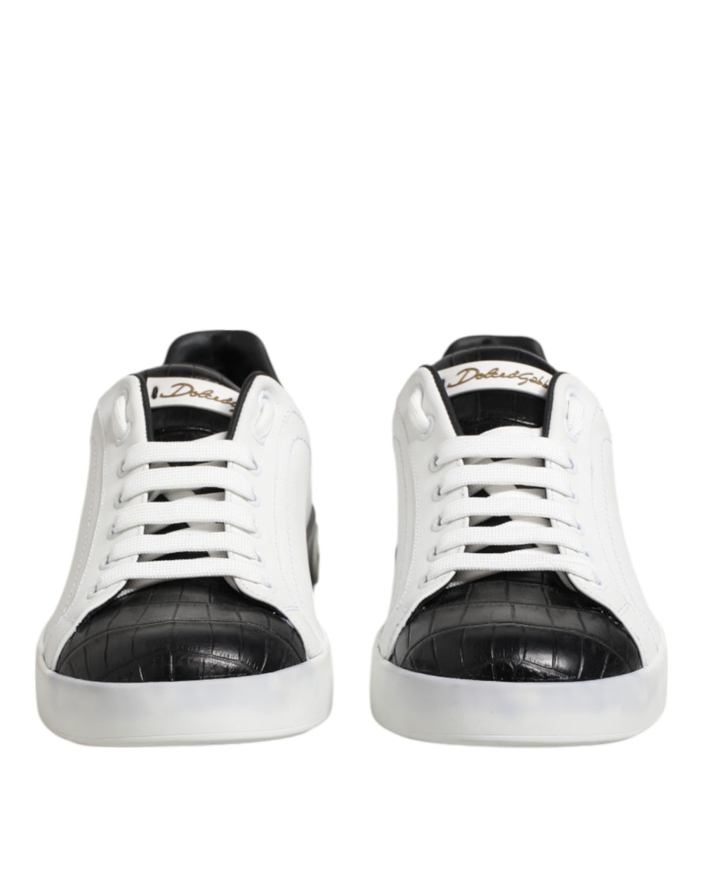 Weiß Schwarz Leder Portofino Sneaker Schuhe
