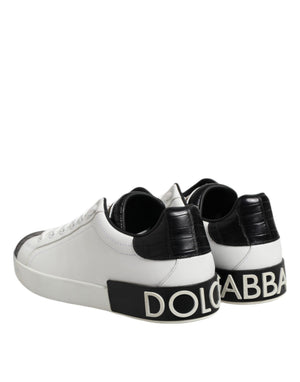 Weiß Schwarz Leder Portofino Sneaker Schuhe