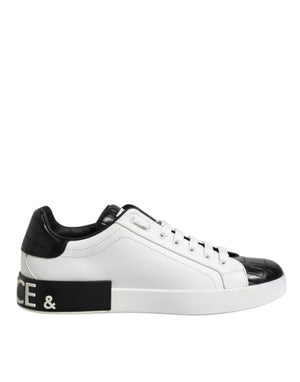 Weiß Schwarz Leder Portofino Sneaker Schuhe