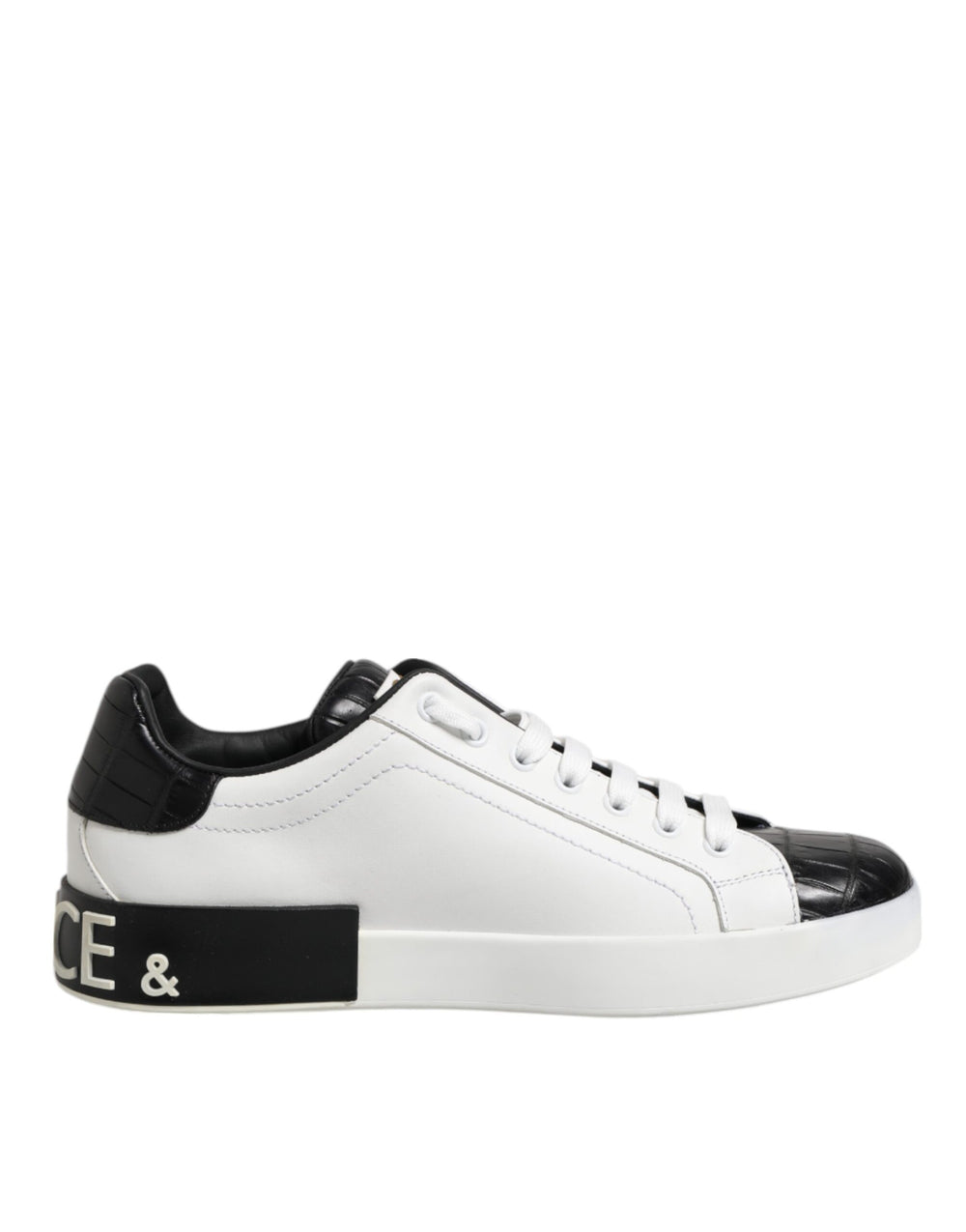 Weiß Schwarz Leder Portofino Sneaker Schuhe