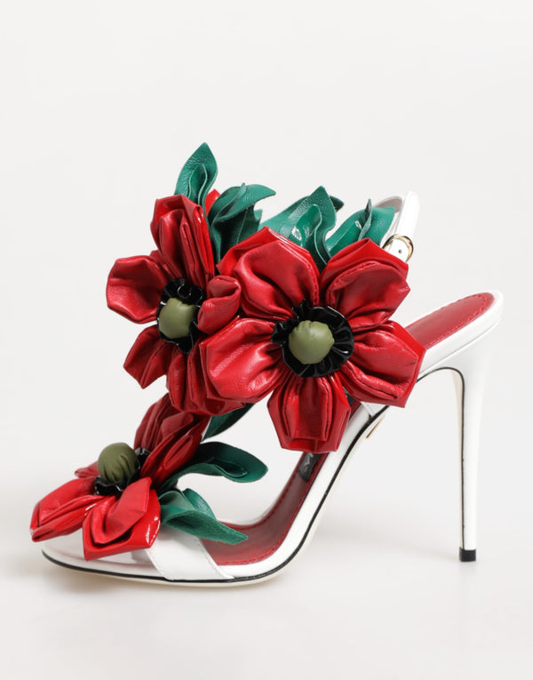 Weiß Rot Floral Detailing Sandalen Schuhe