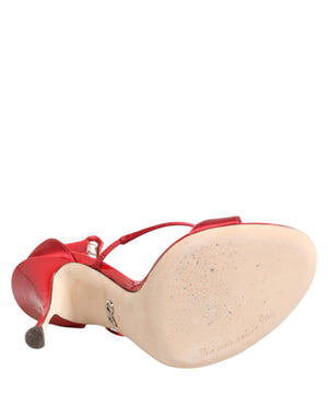 Rot Satin Kristalle Keira Sandalen Heels Schuhe