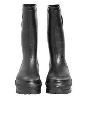 Metallic Schwarz Pull On Regen Stiefel Männer Schuhe