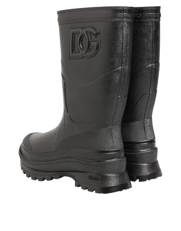 Metallic Schwarz Pull On Regen Stiefel Männer Schuhe