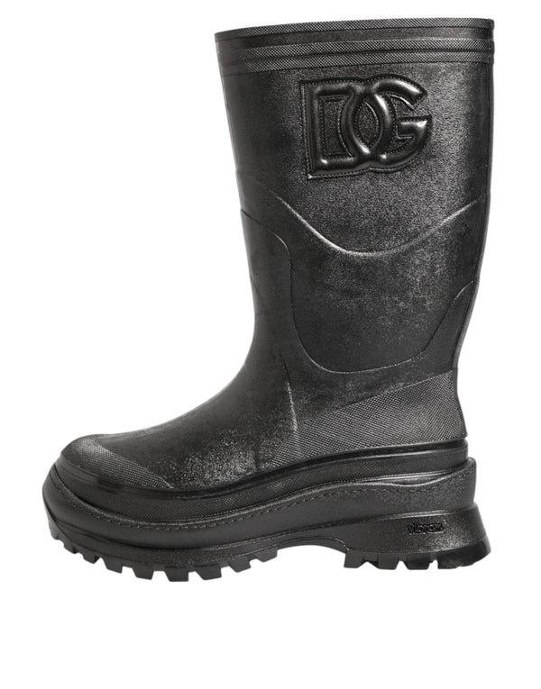 Metallic Schwarz Pull On Regen Stiefel Männer Schuhe