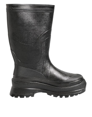 Metallic Schwarz Pull On Regen Stiefel Männer Schuhe