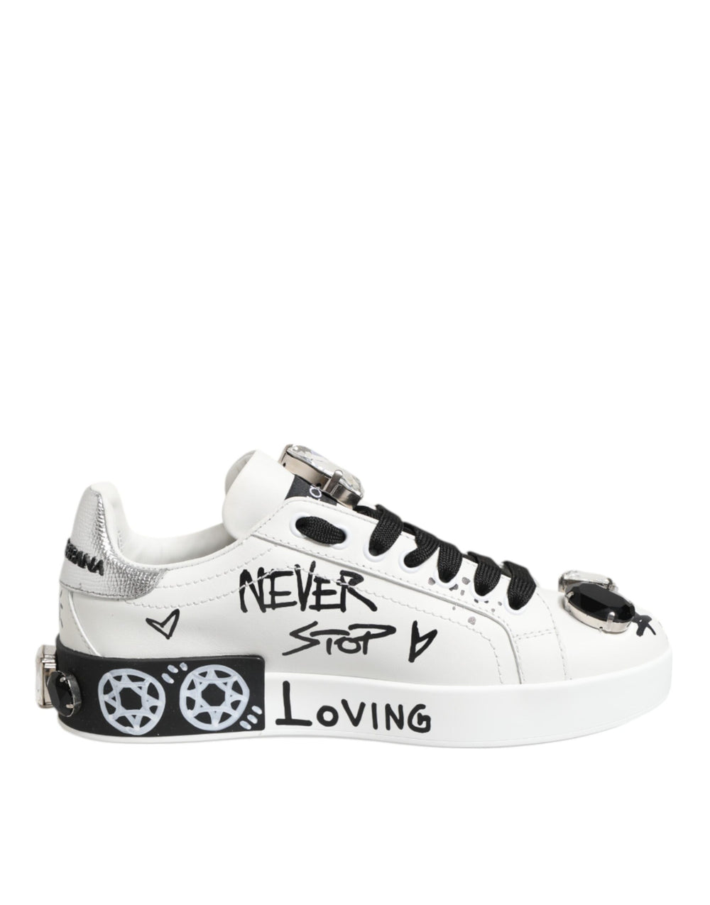 Weiß Portofino Kristall Turnschuhe Schuhe