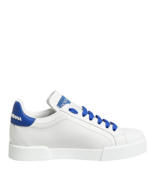 Weiß Blau Leder Low Top Turnschuhe Schuhe