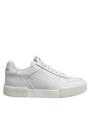 Weiß Miami Leder Low Top Turnschuhe Schuhe