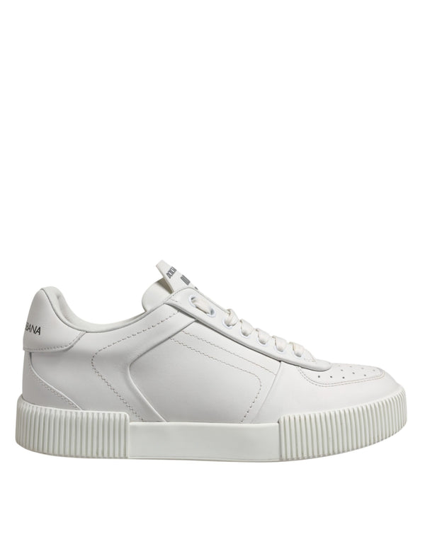 Weiß Miami Leder Low Top Turnschuhe Schuhe