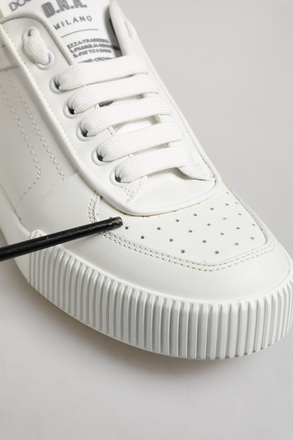 Weiß Miami Leder Low Top Turnschuhe Schuhe