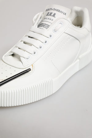 Weiß Miami Leder Low Top Turnschuhe Schuhe