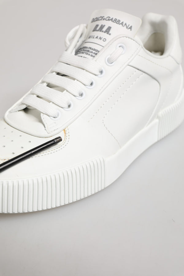 Weiß Miami Leder Low Top Turnschuhe Schuhe