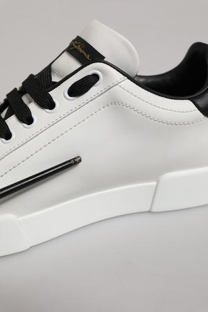 Weiß Leder Portofino Lace Up Turnschuhe
