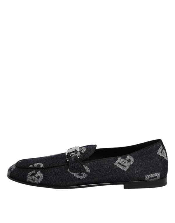 Blaue Logo-Baumwoll-Loafers Formelle Anzugschuhe