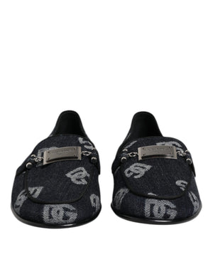 Blaue Logo-Baumwoll-Loafers Formelle Anzugschuhe