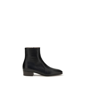 Schwarze Ziegenleder-Stiefeletten