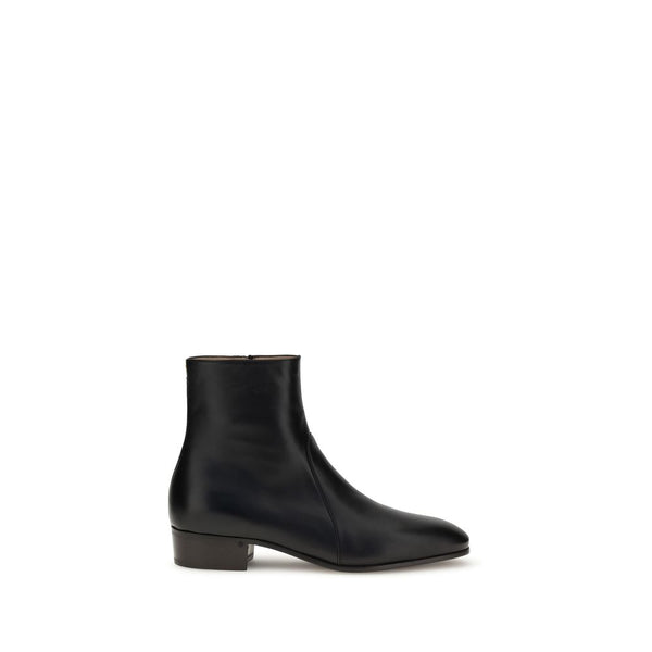 Schwarze Ziegenleder-Stiefeletten