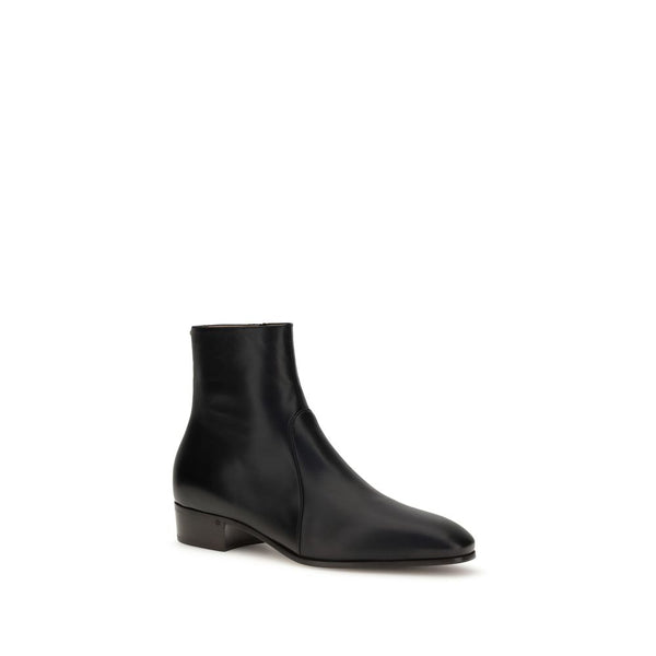 Schwarze Ziegenleder-Stiefeletten