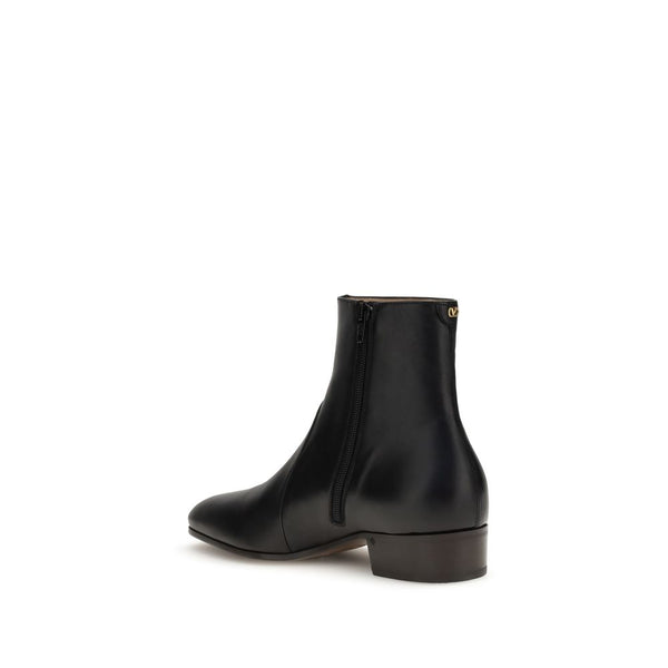 Schwarze Ziegenleder-Stiefeletten