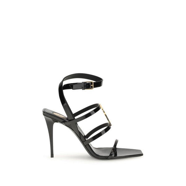 Schwarze Kalbshaut Bos Taurus Stiletto-Sandalen