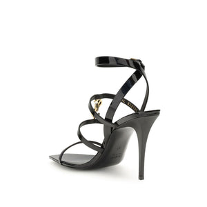 Schwarze Kalbshaut Bos Taurus Stiletto-Sandalen