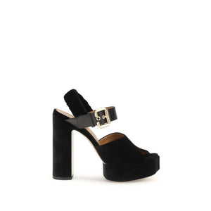 Schwarze Kalbshaut Bos Taurus Plateau-Pumps