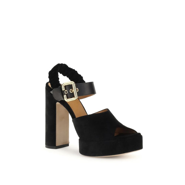 Schwarze Kalbshaut Bos Taurus Plateau-Pumps