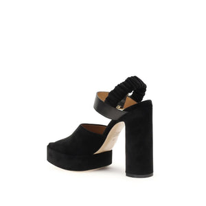 Schwarze Kalbshaut Bos Taurus Plateau-Pumps