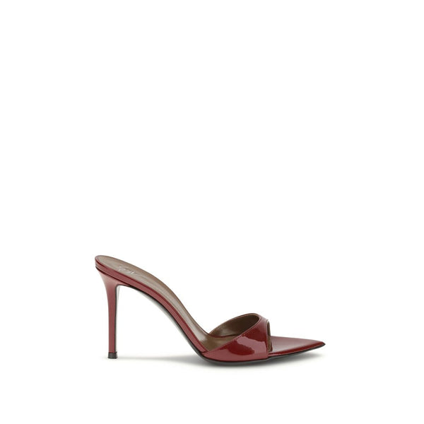 Bordeauxrote Leder-Stilettosandalen