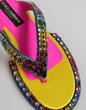 Multicolor Strass Flip Flop Flache Sandalen Schuhe