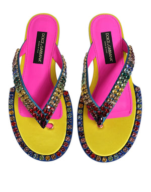 Multicolor Strass Flip Flop Flache Sandalen Schuhe