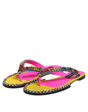 Multicolor Strass Flip Flop Flache Sandalen Schuhe