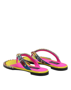 Multicolor Strass Flip Flop Flache Sandalen Schuhe