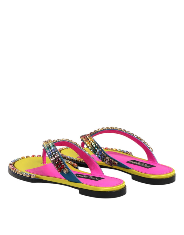 Multicolor Strass Flip Flop Flache Sandalen Schuhe